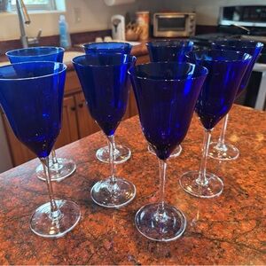 Qualia Meridian Cobalt Crystal Wine Glass Set of 8
